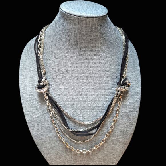 Unbranded Jewelry - Trendy Layered Multi Strand Silver Tone Chain Statement Necklace NWT